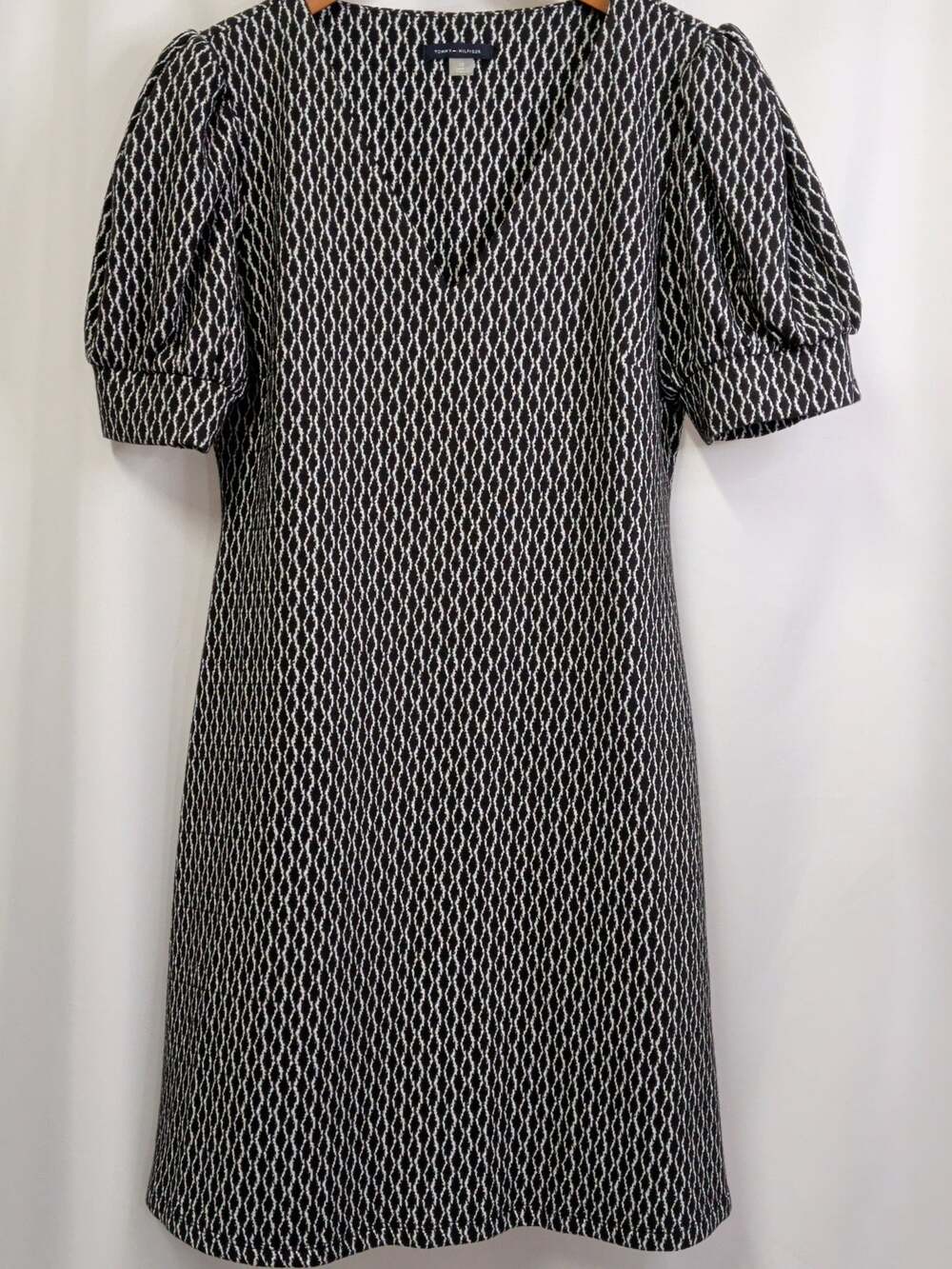 Tommy Hilfiger Black White Geometric Sheath Dress Size 12